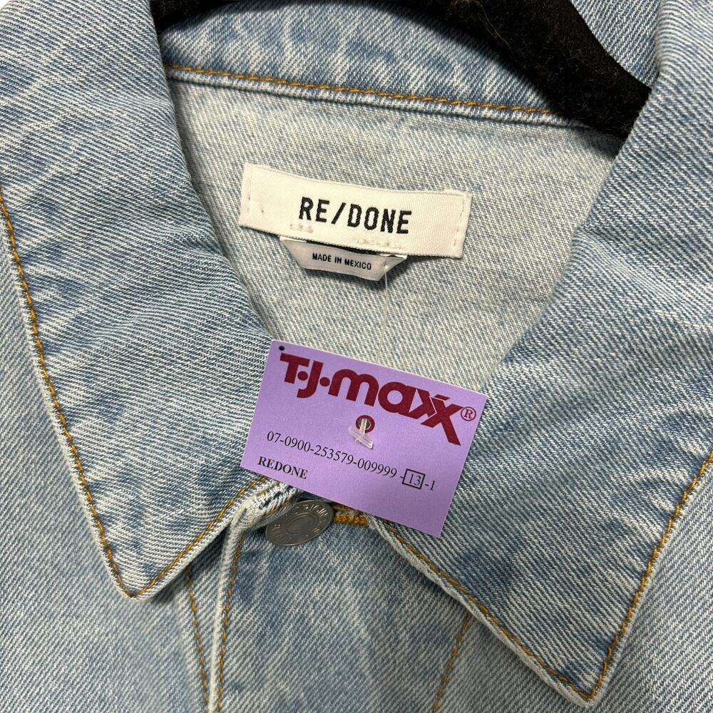 RE/DONE Cropped Denim Trucker Jacket NWOT Women's Sz S Airy Indigo Retro Luxe - Picture 4 of 7